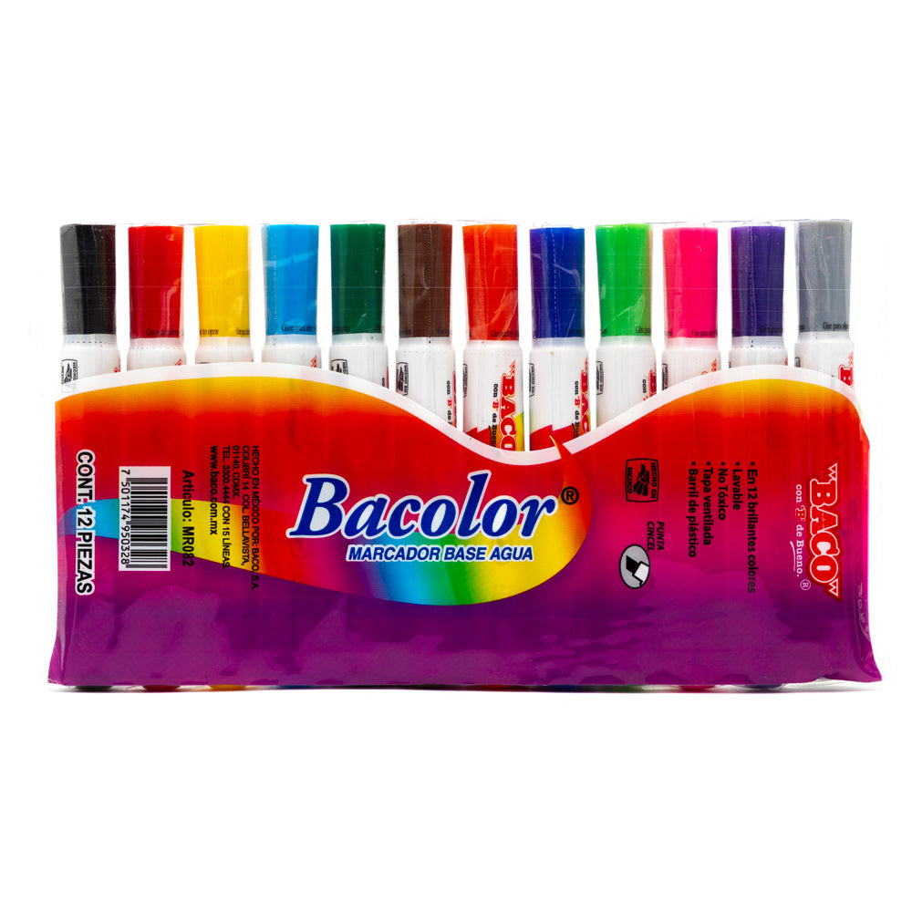 Marcador | Base Agua | BACO | 12 Piezas