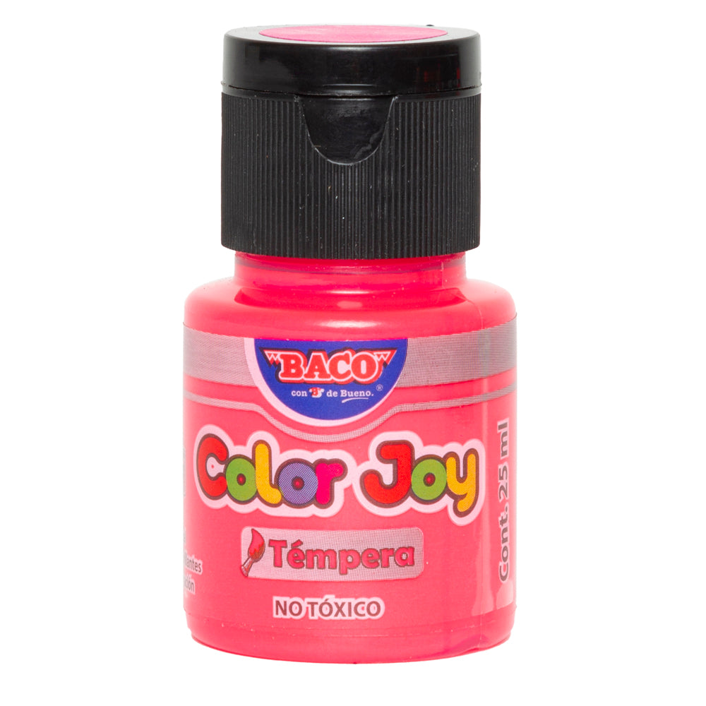 Pintura Témpera | Color Joy 08 Rosa Láser | BACO |10 frascos de 25 ml c/u