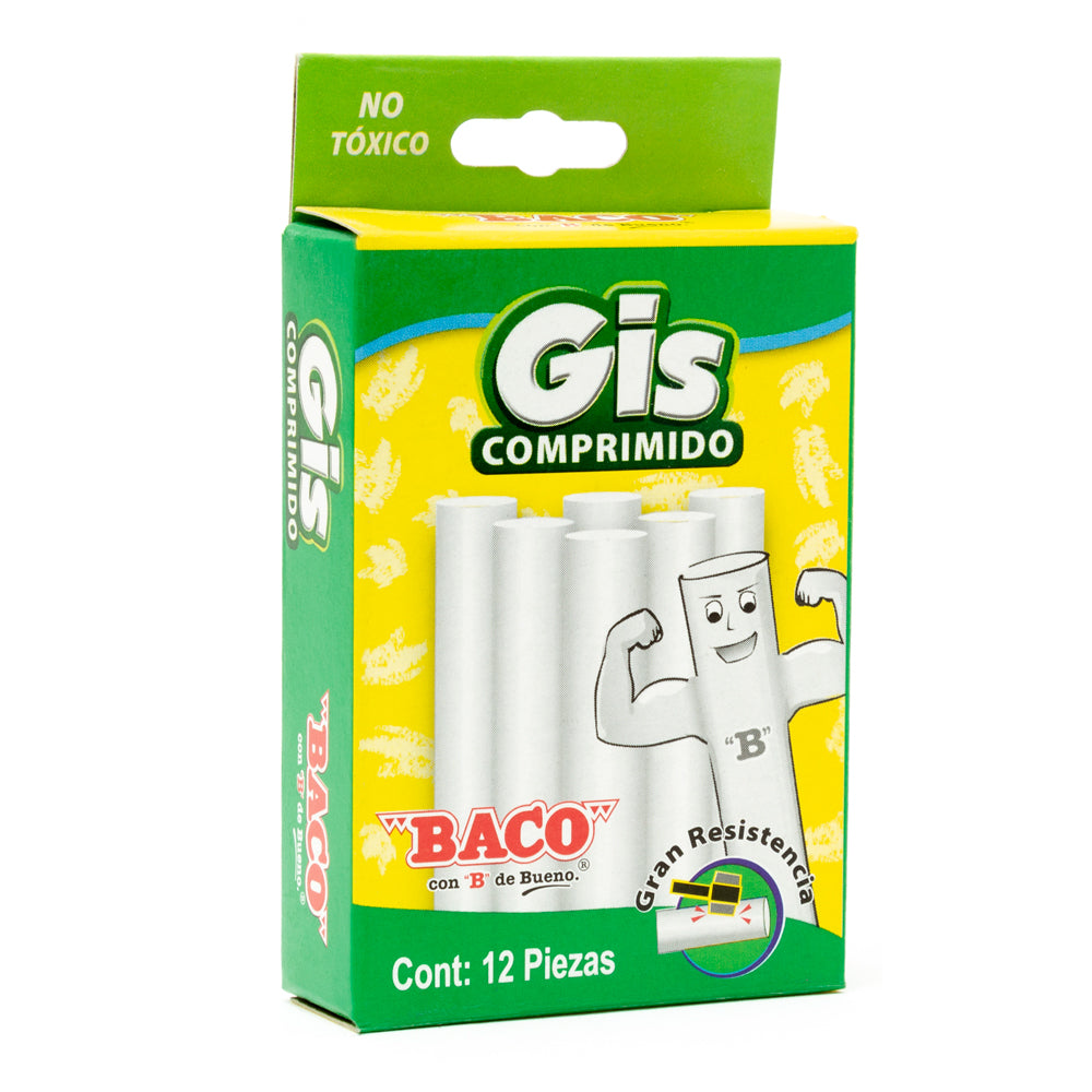 Gis Comprimido | Blanco | BACO | Caja con 50 piezas
