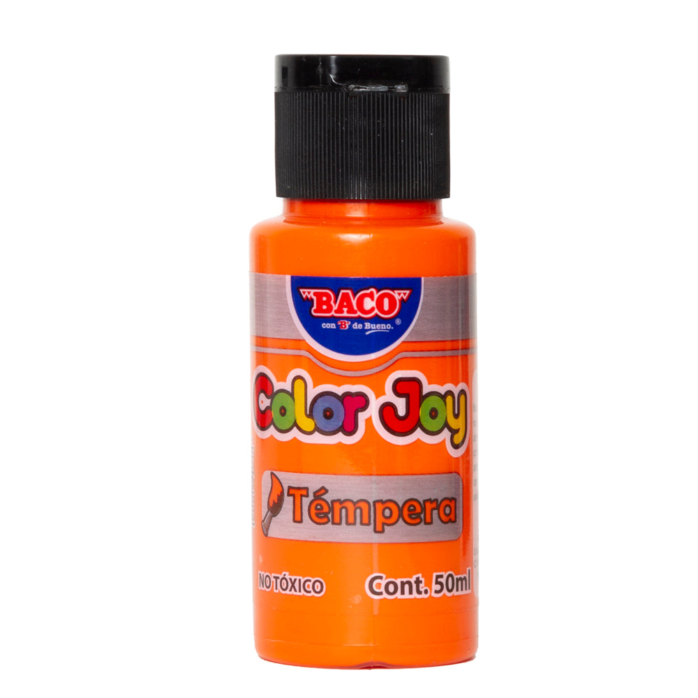 Pintura Témpera | Color Joy 53 Naranja | BACO | 10 frascos de 50 ml c/u
