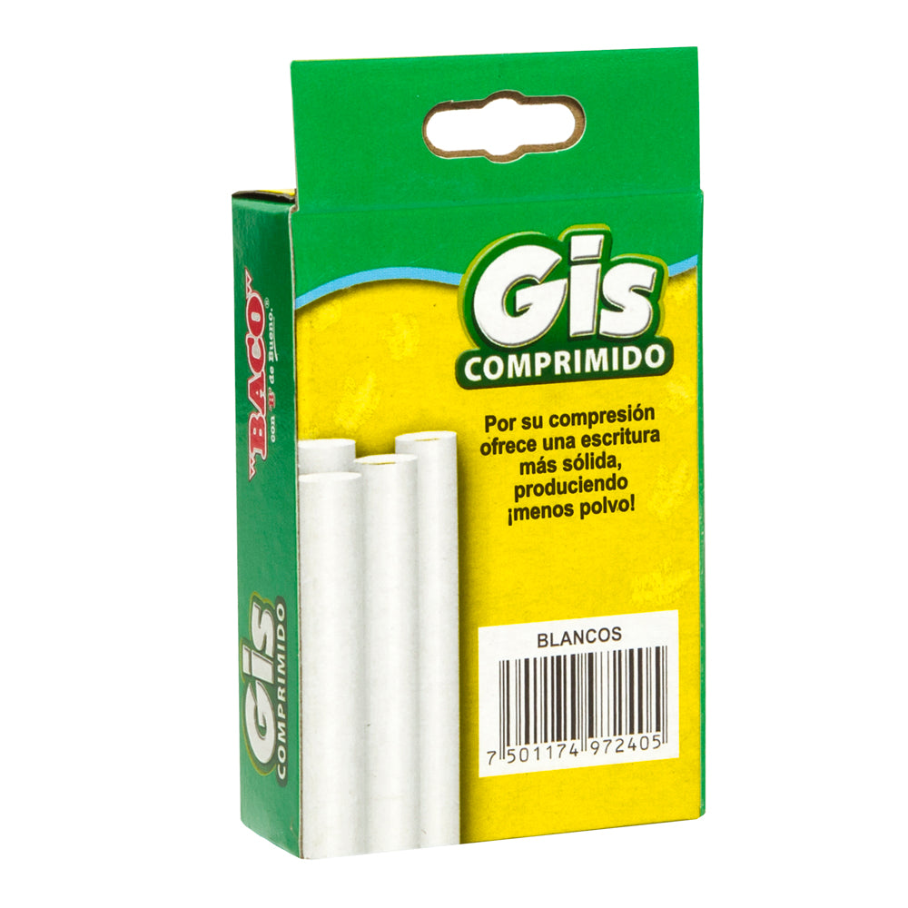 Gis Comprimido | Blanco | BACO | Caja con 50 piezas