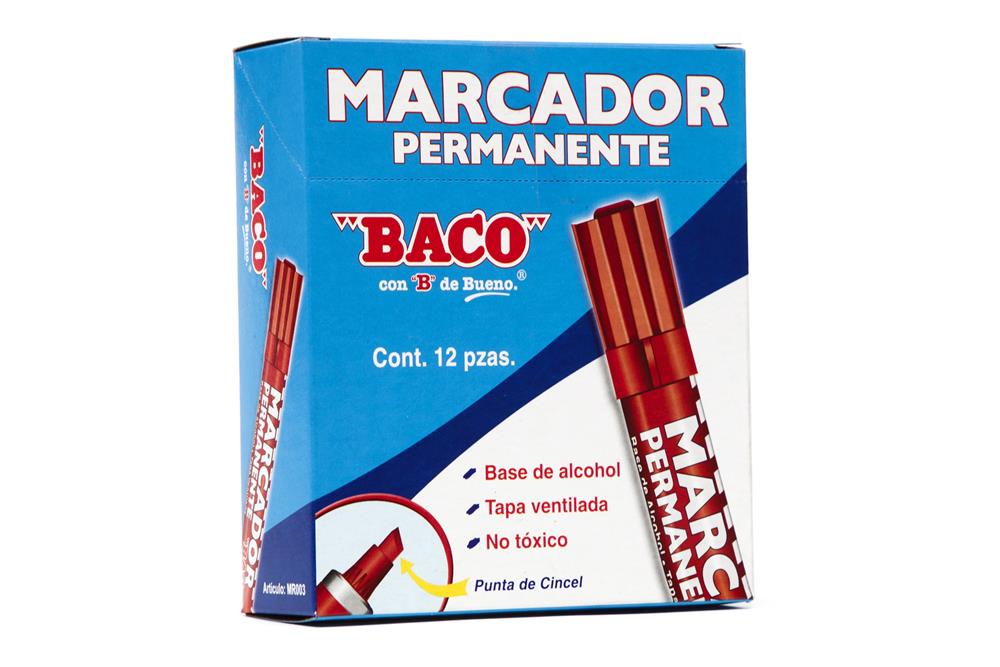 Marcador Permanente Aluminio | Rojo | BACO | 12 pzs
