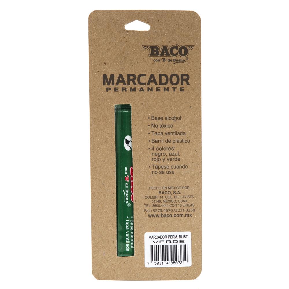 Marcador Permanente | Verde | BACO | 1 pza
