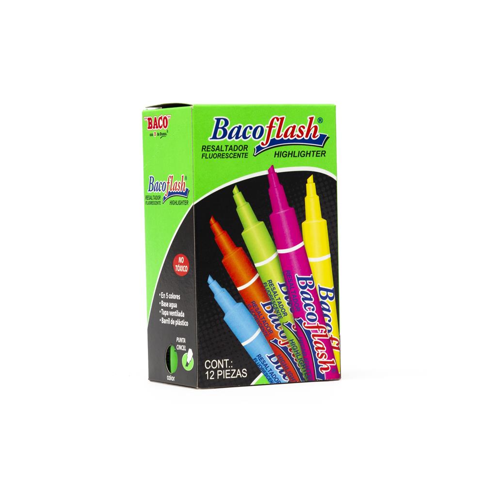 Resaltador Bacoflash | Verde | BACO | Caja con 12 piezas