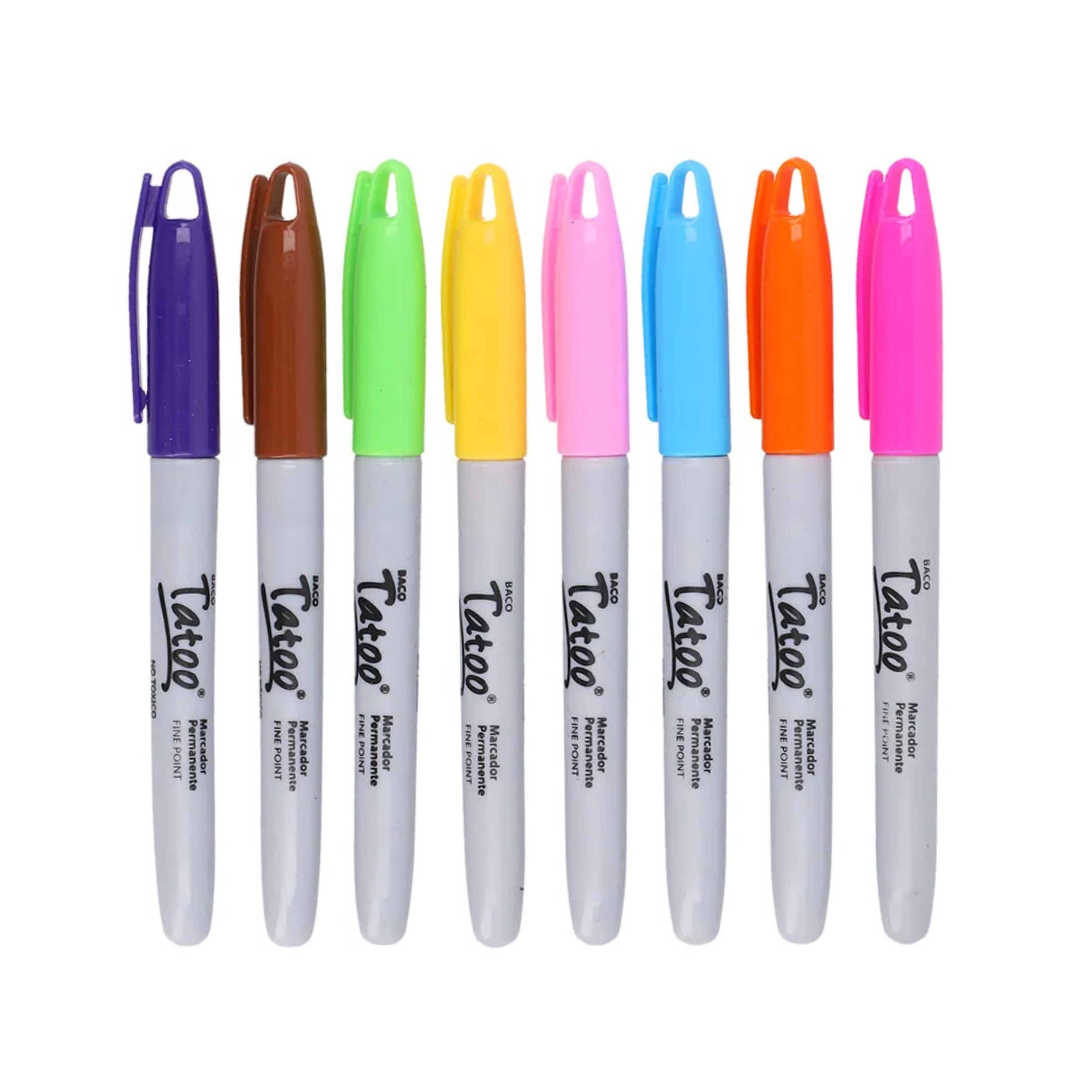 Marcador Permanente | Punta Fina | Colores Surtidos | BACO | 8 Piezas