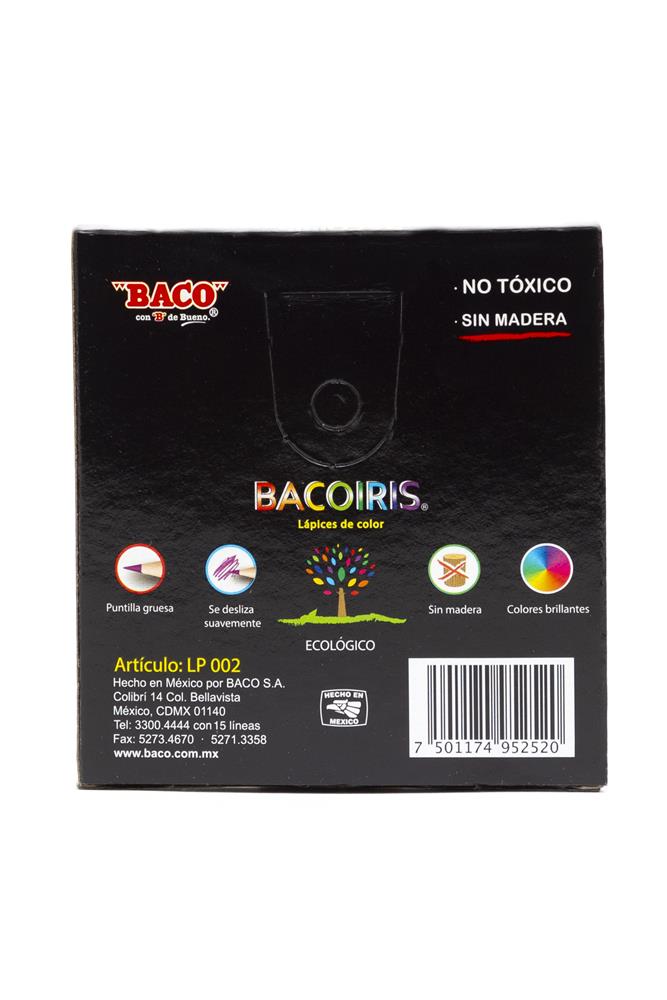 Lápices de Colores | Bacoiris | Cortos | BACO | 12 pzas