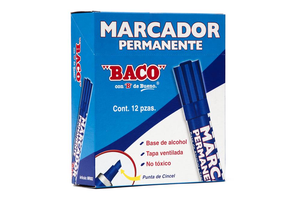Marcador Permanente | Azul | BACO | 12 pzs