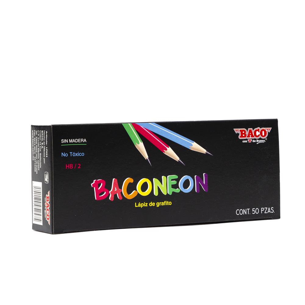 Lápiz de Grafito | Bacoblack | HB/2 | BACO | Negro | 50 pzas