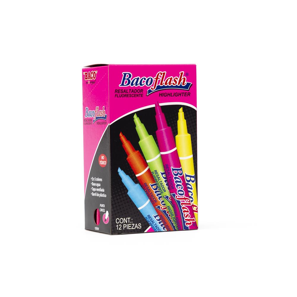 Resaltador Bacoflash | Rosa | BACO | Caja con 12 piezas