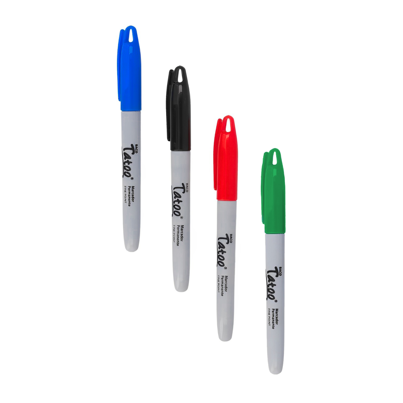 Marcador Permanente | Punta Fina | Varios Colores | BACO | 4 Piezas