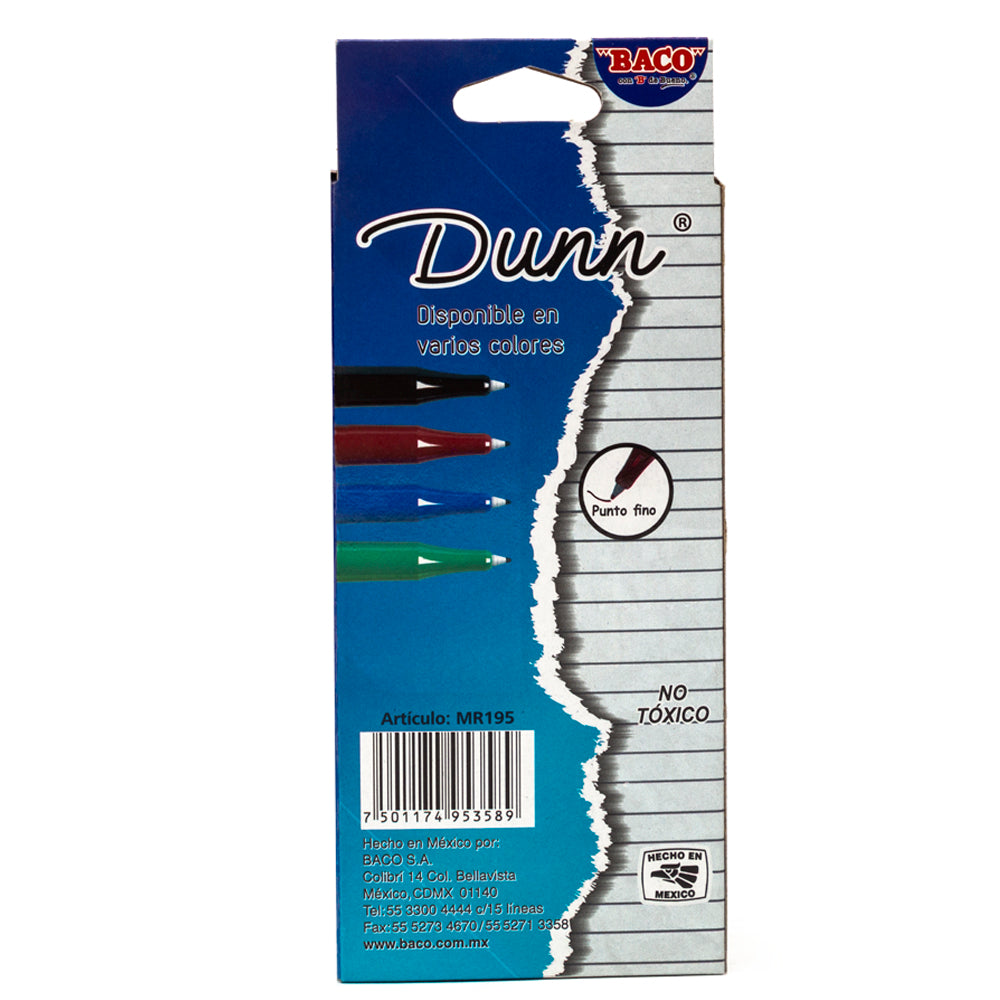 Plumín Dunn | BACO | Azul | 12 pzs