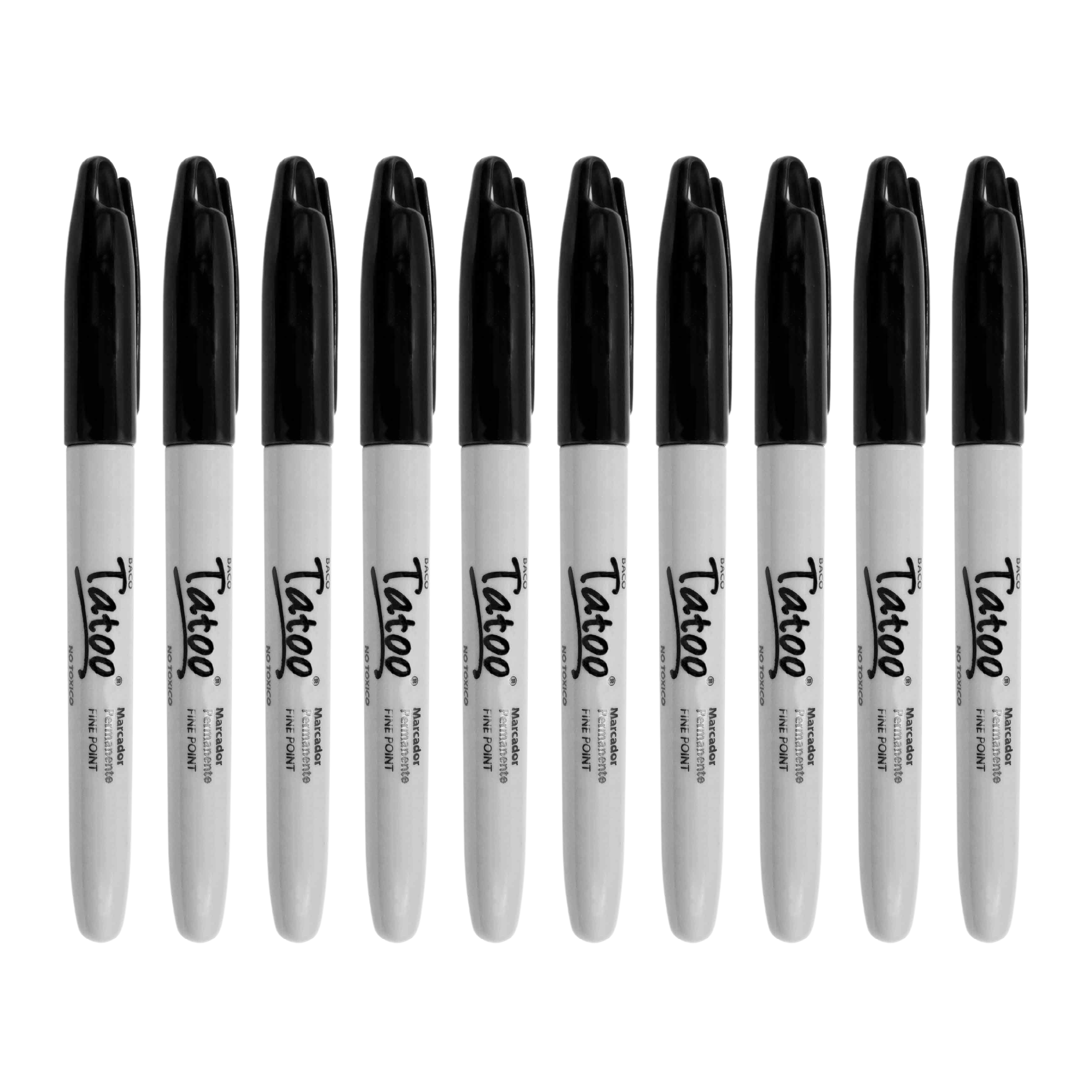 Marcador Permanente | Punta Fina | Negro | BACO | 10 Piezas
