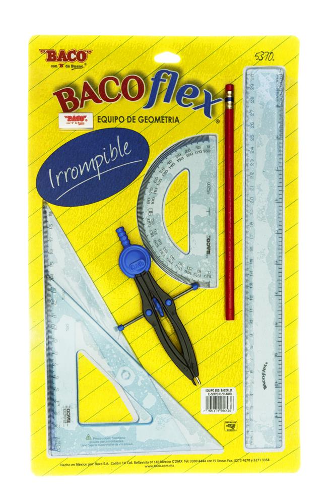 juego geométrico bacoflex baco con compás y transportador