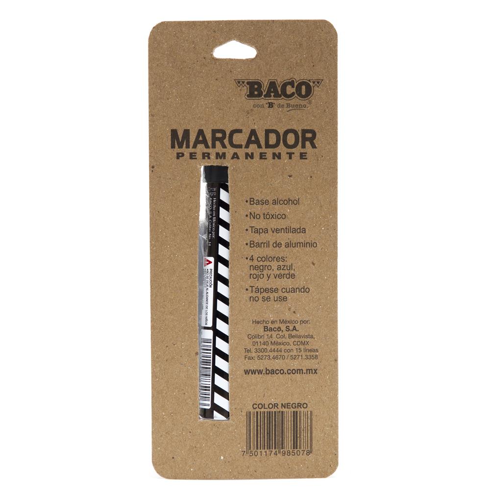 Marcador Permanente Aluminio Negro de BACO