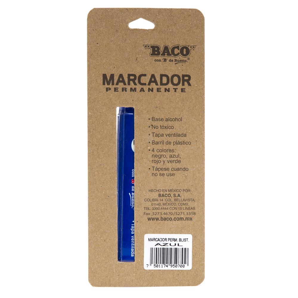 Marcador Permanente Plástico Azul de BACO