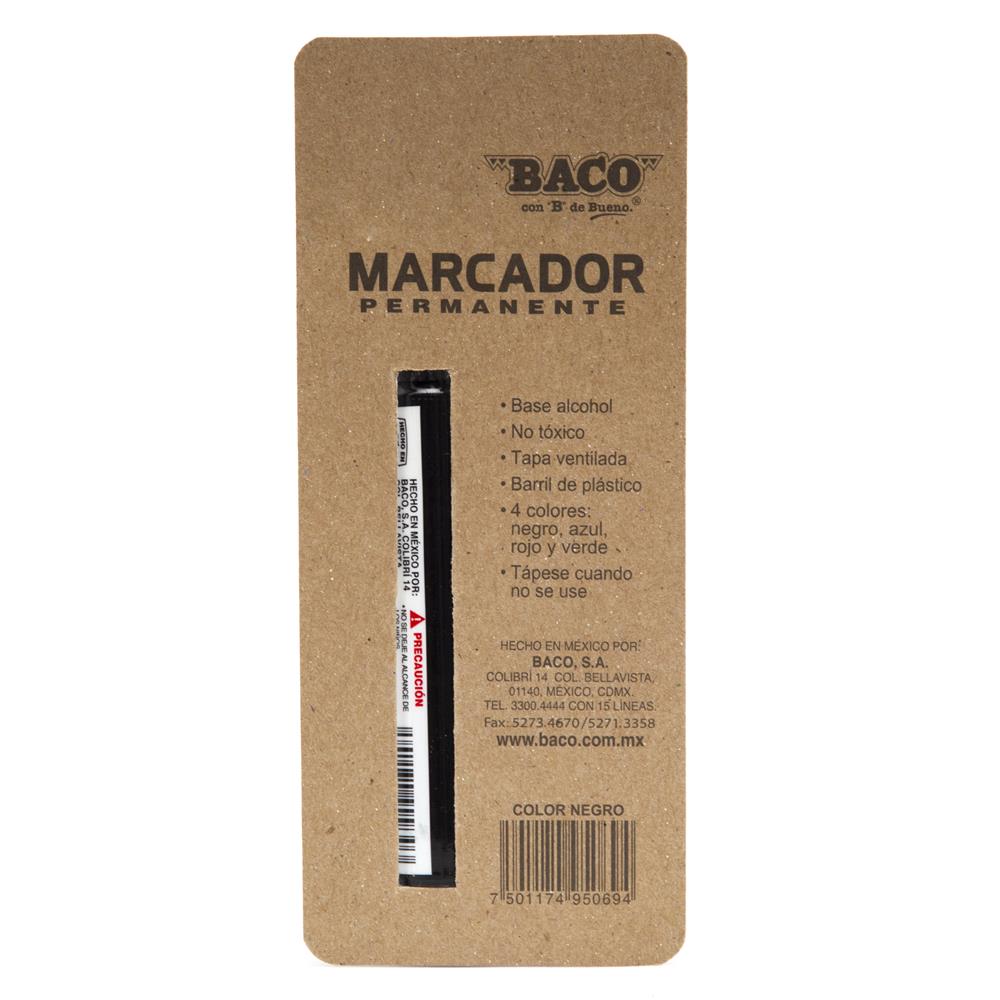 Marcador Permanente Plástico Negro de BACO