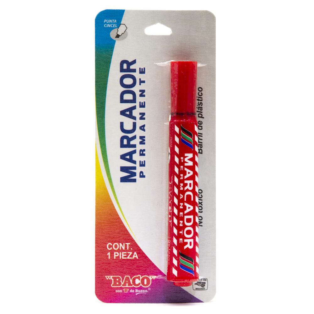 Marcador Permanente Plástico Rojo de BACO