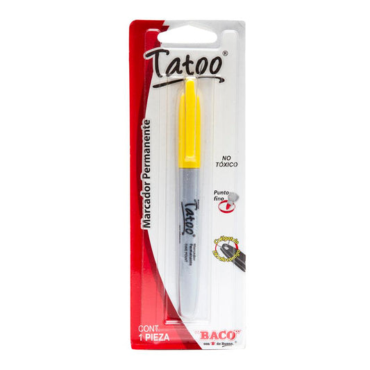 Marcador Permanente Punto Fino Tatoo Amarillo de BACO