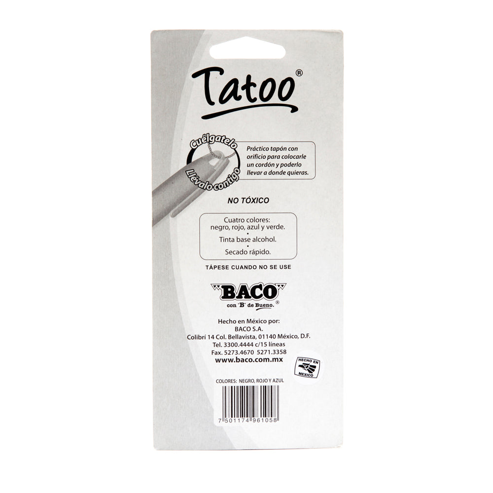 Marcador Permanente Punto Fino Tatoo Azul Claro de BACO