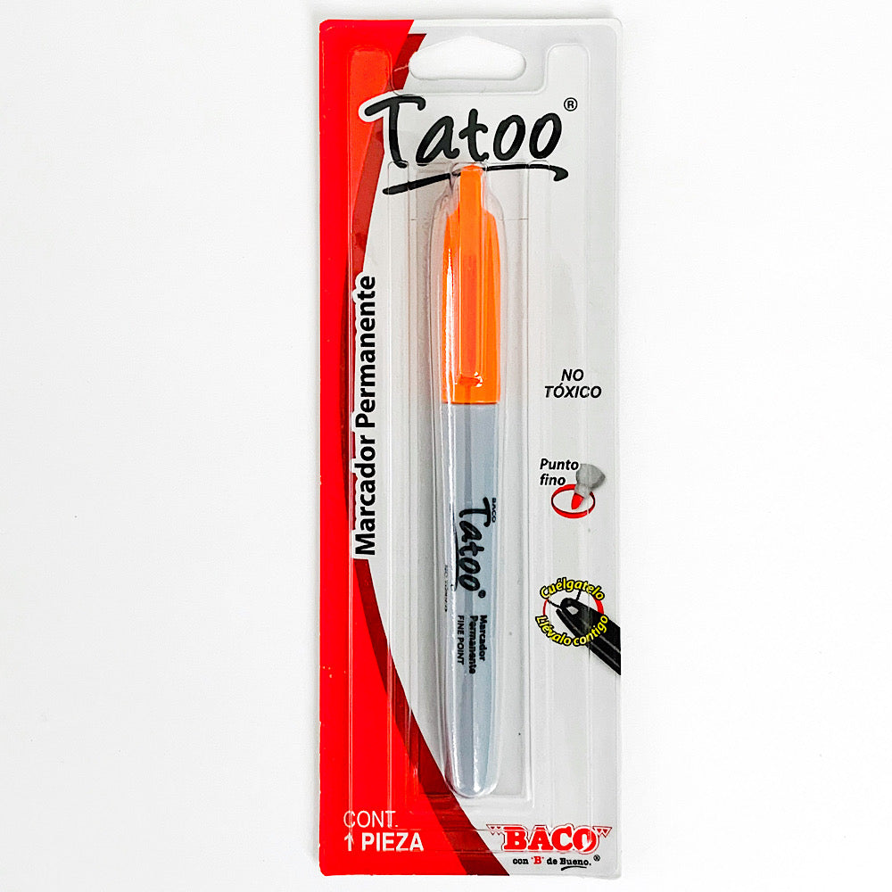 Marcador Permanente Punto Fino Tatoo Naranja de BACO