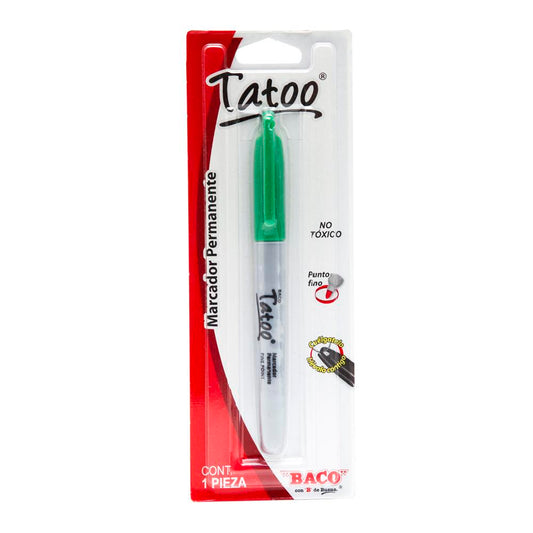 Marcador Permanente Punto Fino Tatoo Verde de BACO