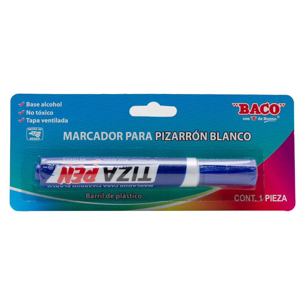Marcador Para Pizarrón Blanco Tizapen Plástico Azul de BACO