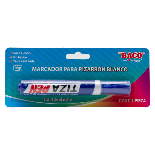 Marcador Para Pizarrón Blanco Tizapen Plástico Azul de BACO