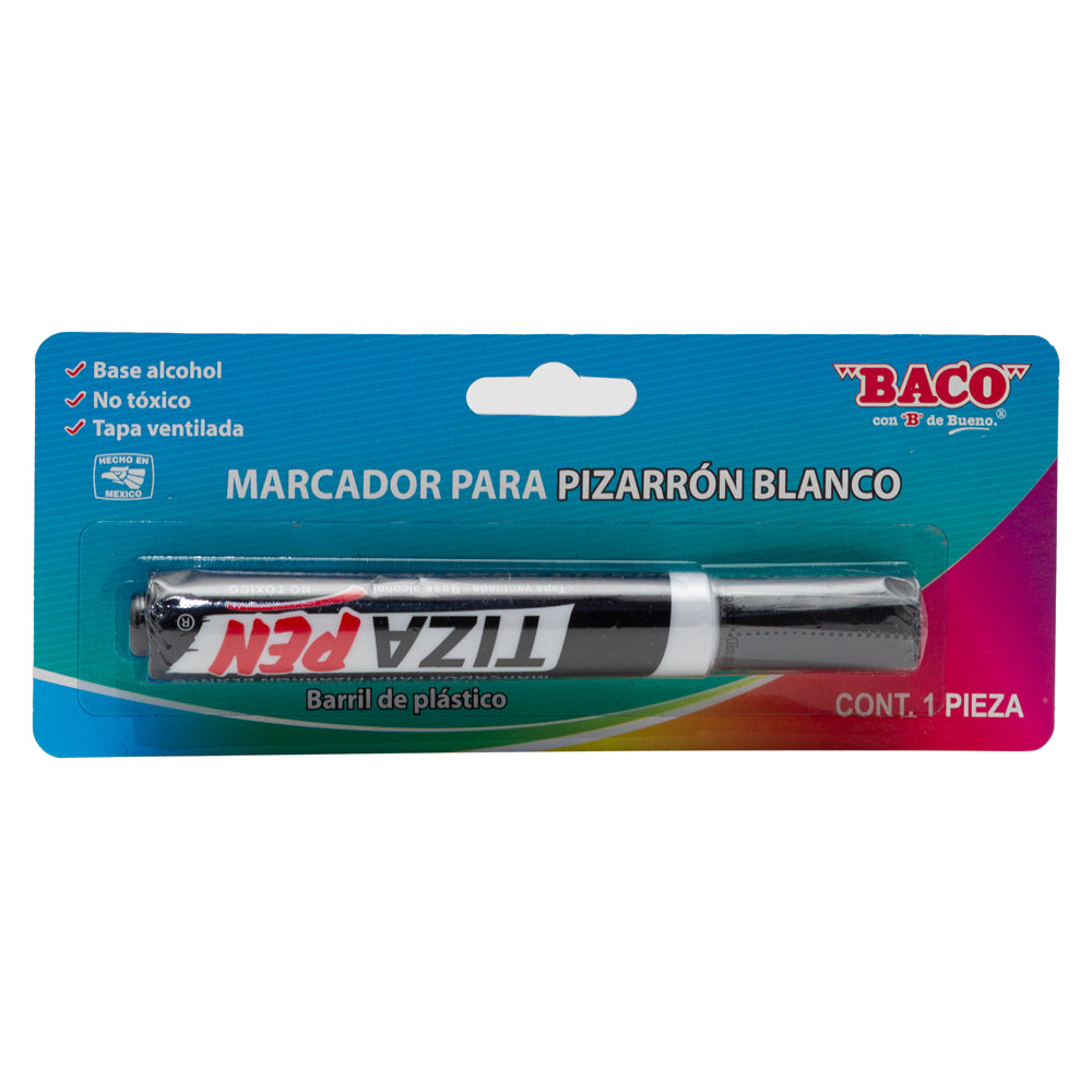 Marcador Para Pizarrón Blanco Tizapen Plástico Negro de BACO
