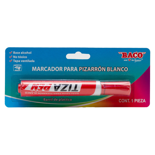 Marcador Para Pizarrón Blanco Tizapen Plástico Rojo de BACO