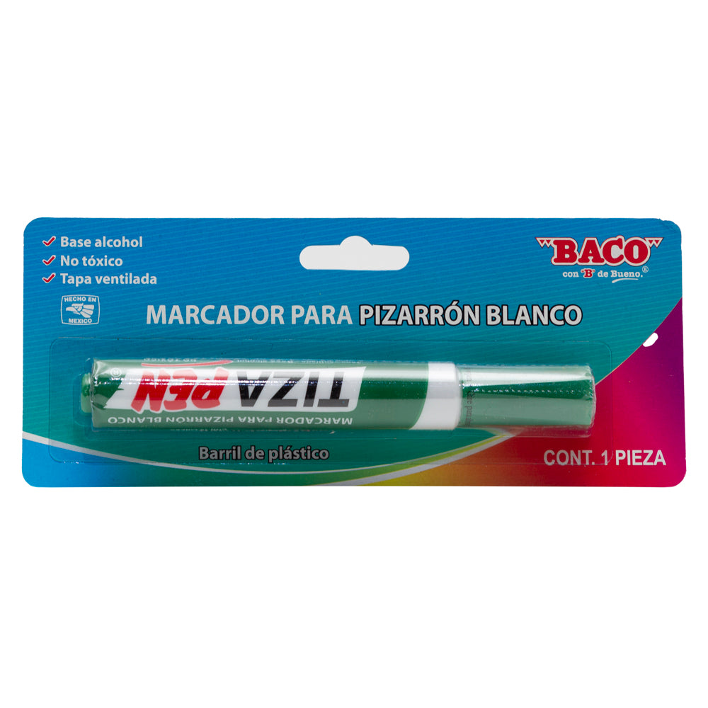 Marcador Para Pizarrón Blanco Tizapen Plástico Verde de BACO