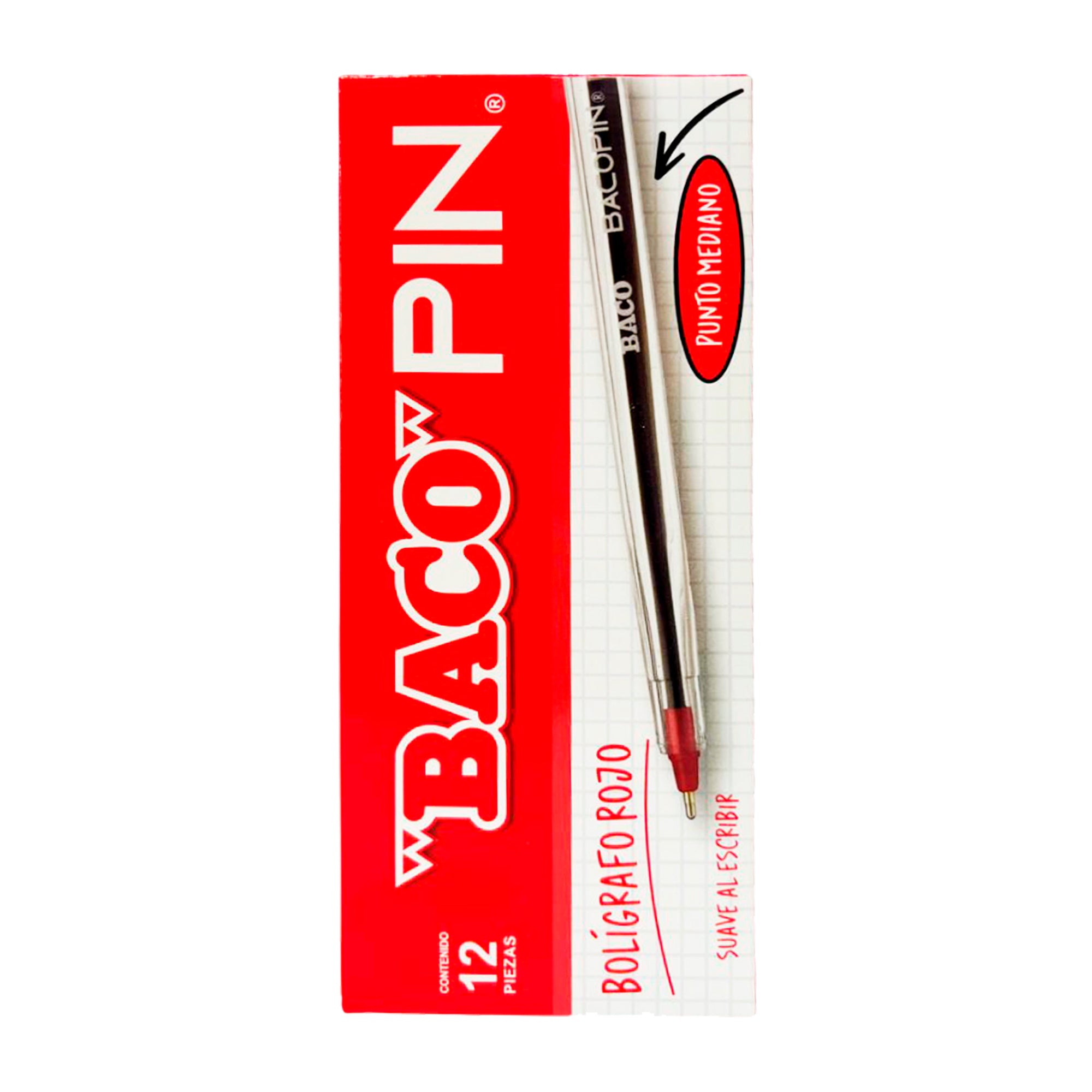 Bolígrafo Bacopin Rojo| Baco | caja C/12 piezas